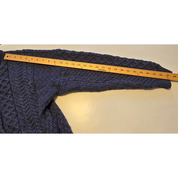 VTG Carraigdonn Sweater Womens L Blue Fisherman 100% Pure Wool Made in Ireland - Picture 5 of 7